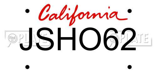 JSHO62 California License Plate