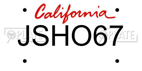 JSHO67 California License Plate