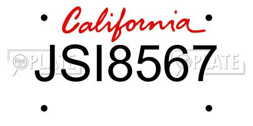 JSI8567 California License Plate
