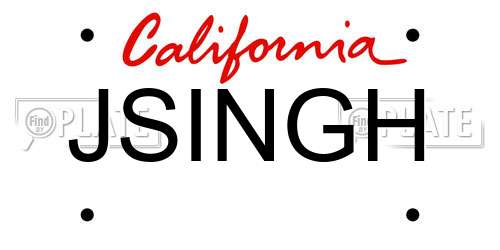 JSINGH California License Plate