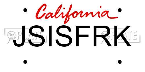 JSISFRK California License Plate