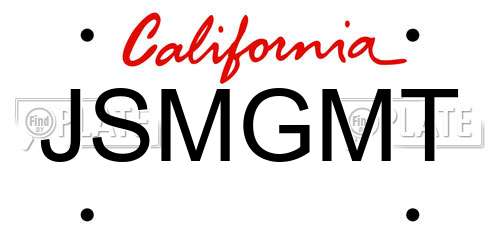 JSMGMT California License Plate