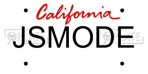 JSMODE California License Plate