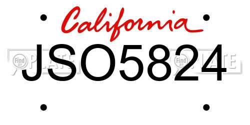 JSO5824 California License Plate