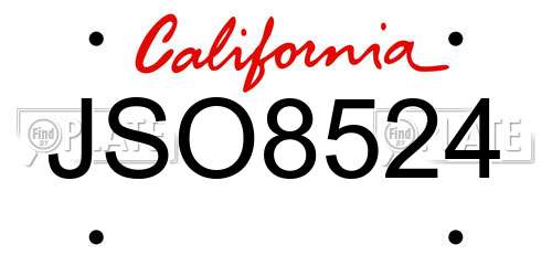 JSO8524 California License Plate