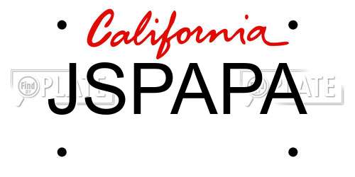 JSPAPA California License Plate