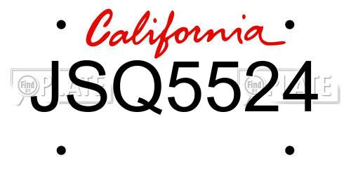 JSQ5524 California License Plate