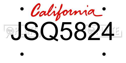 JSQ5824 California License Plate