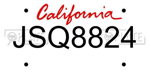 JSQ8824 California License Plate