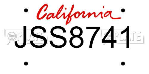 JSS8741 California License Plate