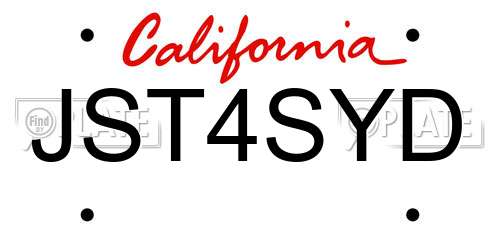 JST4SYD California License Plate