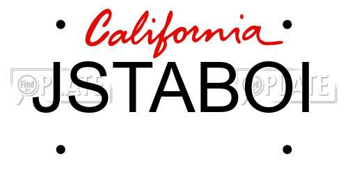 JSTABOI California License Plate