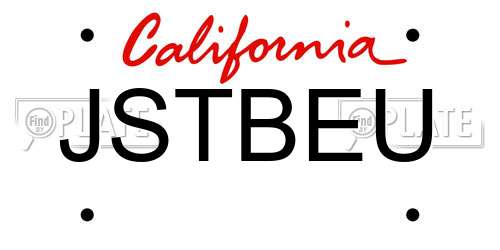 JSTBEU California License Plate
