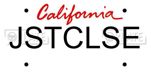 JSTCLSE California License Plate