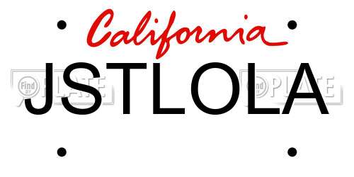 JSTLOLA California License Plate