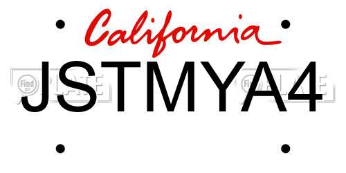 JSTMYA4 California License Plate