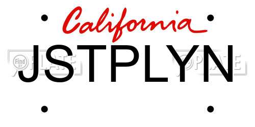 JSTPLYN California License Plate
