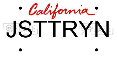 JSTTRYN California License Plate