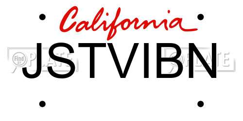 JSTVIBN California License Plate