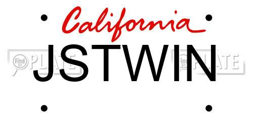 JSTWIN California License Plate