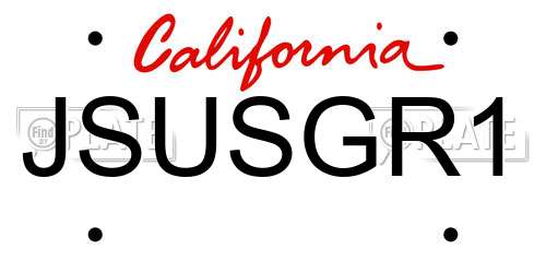JSUSGR1 California License Plate