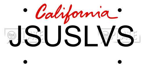 JSUSLVS California License Plate