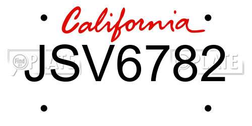 JSV6782 California License Plate
