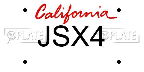 JSX4 California License Plate