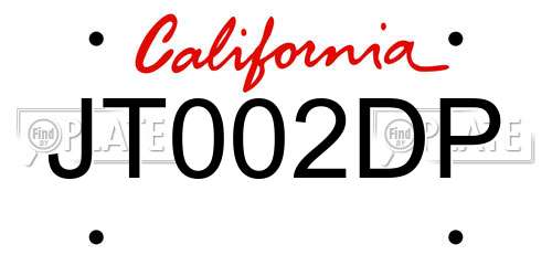 JT002DP California License Plate