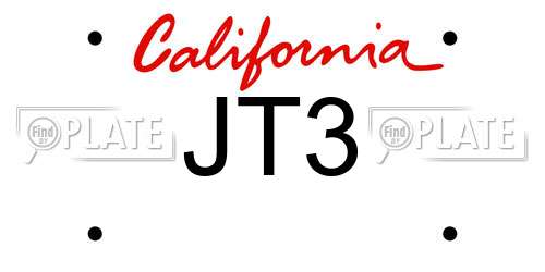 JT3 California License Plate