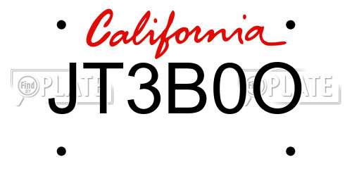 JT3B0O California License Plate