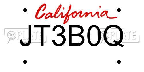 JT3B0Q California License Plate