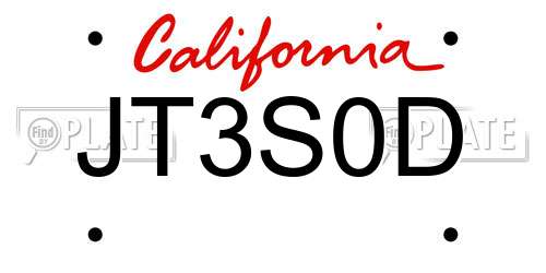 JT3S0D California License Plate