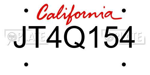 JT4Q154 California License Plate