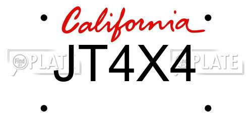 JT4X4 California License Plate