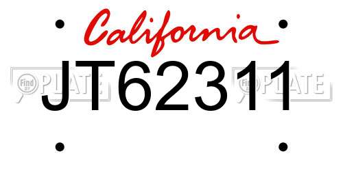 JT62311 California License Plate