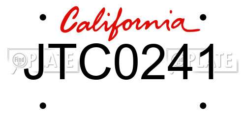 JTC0241 California License Plate