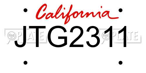 JTG2311 California License Plate