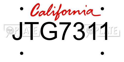 JTG7311 California License Plate