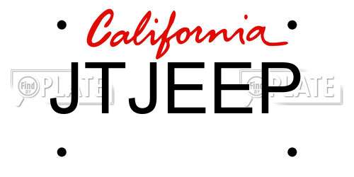 JTJEEP California License Plate
