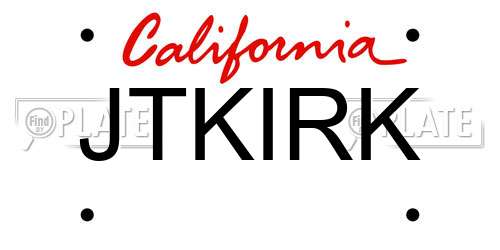 JTKIRK California License Plate