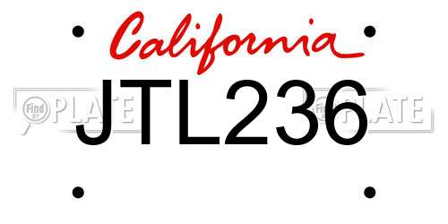 JTL236 California License Plate
