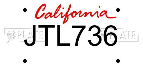 JTL736 California License Plate