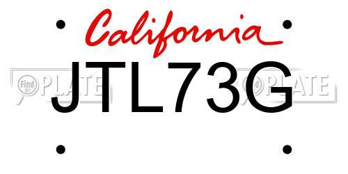 JTL73G California License Plate