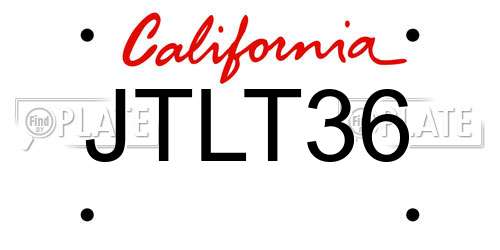 JTLT36 California License Plate