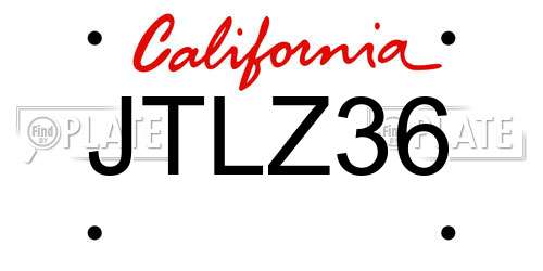 JTLZ36 California License Plate