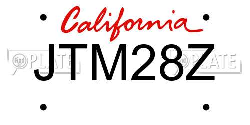 JTM28Z California License Plate