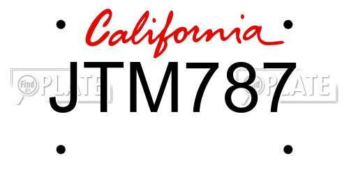 JTM787 California License Plate