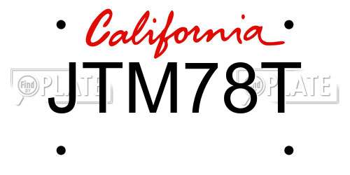 JTM78T California License Plate