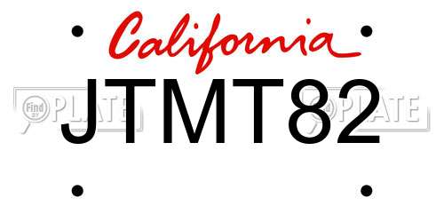 JTMT82 California License Plate
